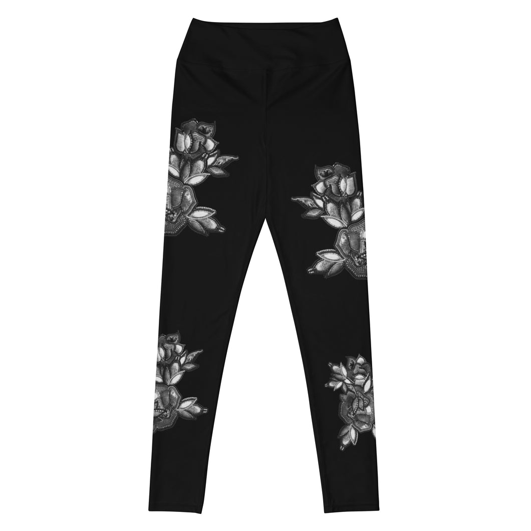 Monochrome Rose Leggings